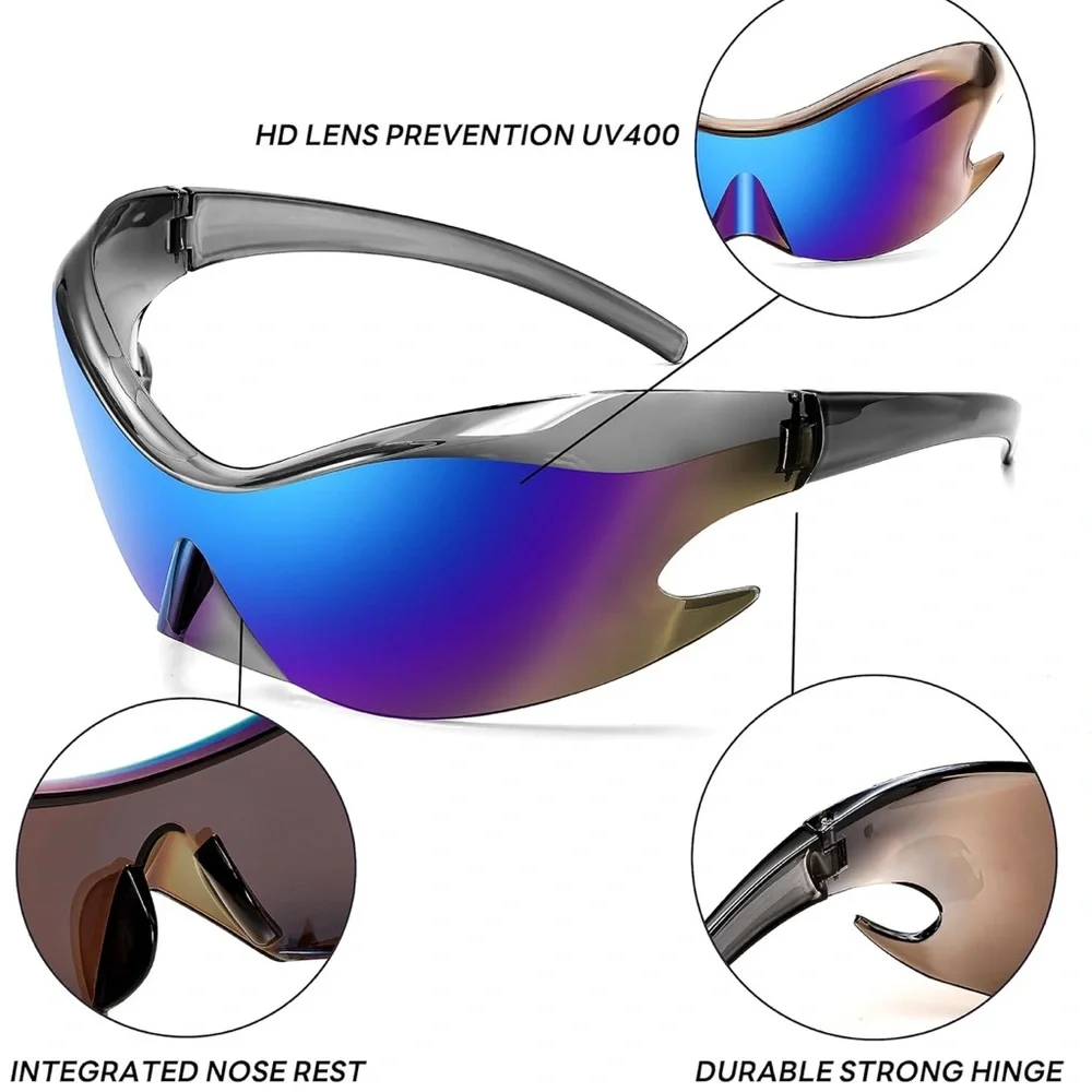 Stylish Blue TAKE UP SPACE Y2K SUNGLASSES NEW